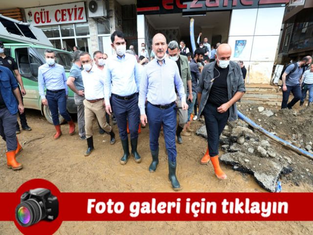 Bakanlar Soylu, Kurum ve Karaismailoğlu, Rize'de afet bölgesinde