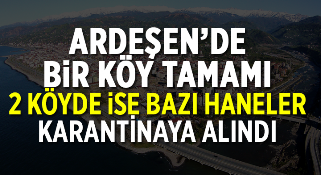 Rize'nin Ardeşen ilçesinde bir köy ile 2 köyün 4 hanesi karantinaya alındı