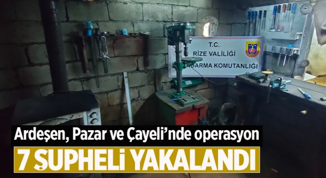 Rize'de kaçak silah imal ve ticareti kapsamında 7 şüpheli yakalandı