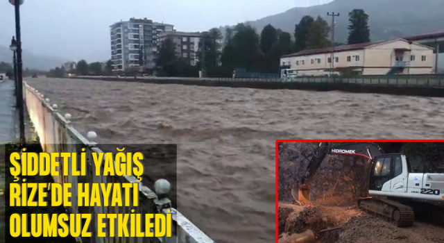 Rize’de Kuvvetli Yağış Heyelana Neden Oldu, Dereler Taşma Noktasına Geldi