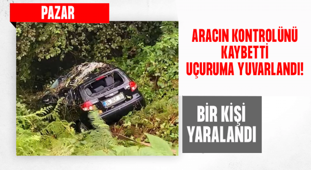 Rize'de uçuruma yuvarlanan otomobilin sürücüsü yaralandı