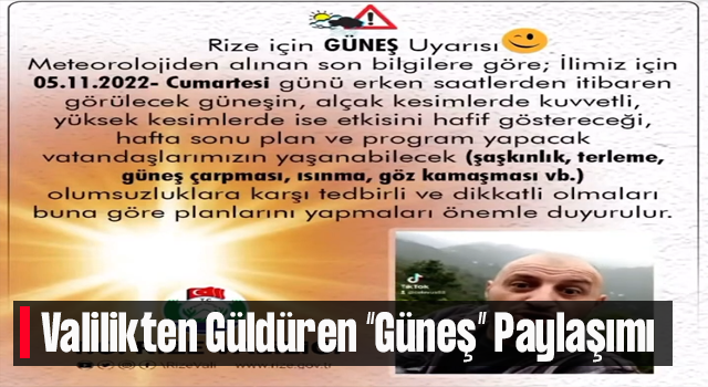 Rize Valiliğinden “Şaşırtan” Güneşli Hava Uyarısı