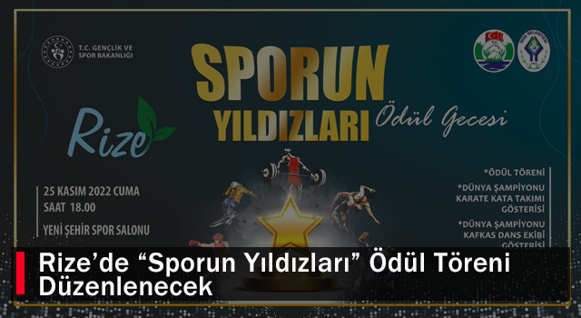 Rize’de “Sporun Yıldızları” Ödül Töreni Düzenlenecek