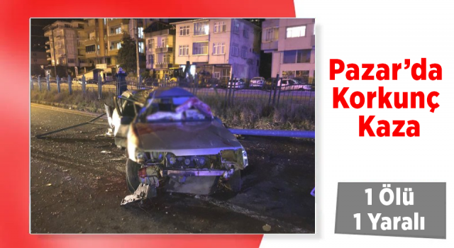 Rize'de aydınlatma direğine çarpan araç takla attı: 2 yaralı