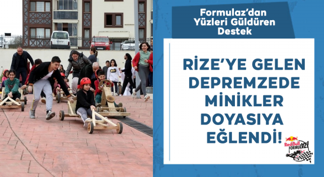 Depremzede çocuklar Rize'de tahta arabalarla moral buldu