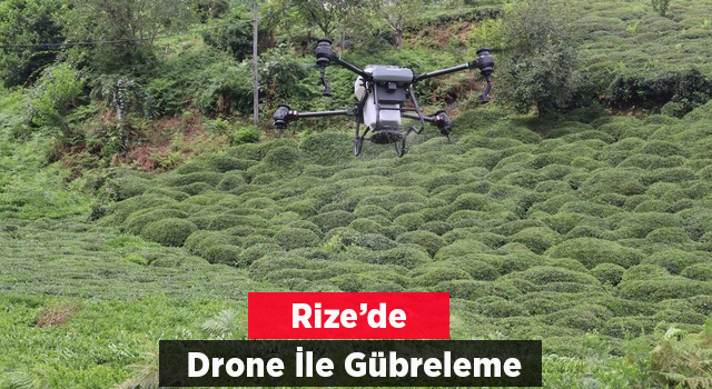 Rize’de Dron ile çay gübreleme uygulaması denendi