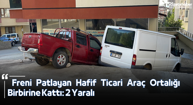 Freni Patlayan Hafif Ticari Araç Ortalığı Birbirine Kattı: 2 Yaralı