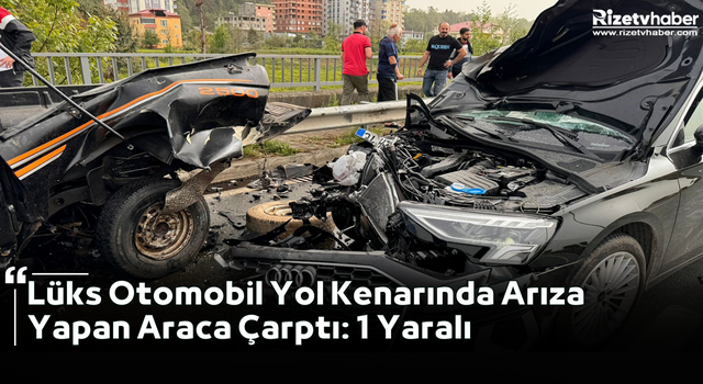 Lüks Otomobil Yol Kenarında Arıza Yapan Araca Çarptı: 1 Yaralı