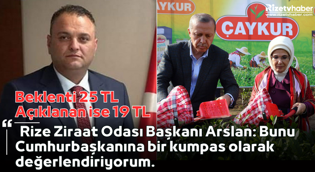 Yaş Çay için 19 TL Fiyat Açıklaması Yapan Özel Sektöre Rize Ziraat Odası Başkanı Arslan Tepki Gösterdi!