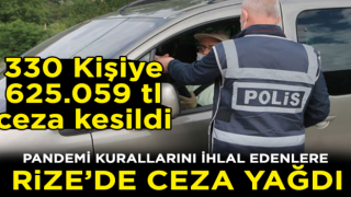 Rize'de Kurallara Uymayan 330 Kişiye 625 Milyon Lira Ceza Verildi