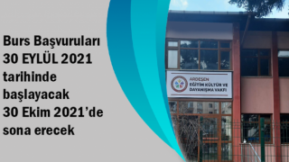 Burs Başvuruları 30 EYLÜL'de başlayıp 30 Ekim 2021’de sona erecek