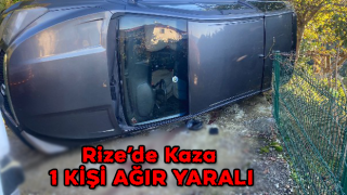 Rize’de Devrilen Aracın Sürücüsü Ağır Yaralandı