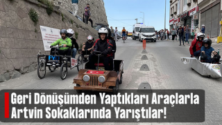 Hurdalardan yaptıkları araçlarla yarıştılar