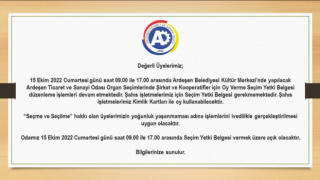 Ardeşen TSO'dan Üyelere Bilgilendirme