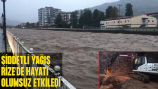 Rize’de Kuvvetli Yağış Heyelana Neden Oldu, Dereler Taşma Noktasına Geldi