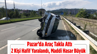 Rize'de takla atan otomobildeki 2 kişi yaralandı