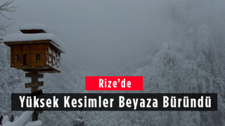 Rize'de Yüksek Kesimler Beyaza Büründü