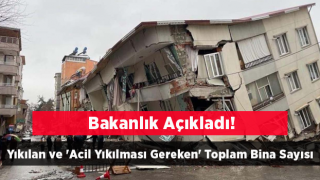 Deprem Bölgesinde Yıkılan ve 'Acil Yıkılması Gereken' Toplam Bina Sayısı Açıklandı