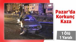 Rize'de aydınlatma direğine çarpan araç takla attı: 2 yaralı