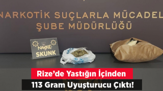 Rize'de durdurulan araçta yastık içinde 113 gram skunk ele geçirildi