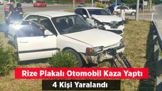 Rize plakalı otomobil Samsun'da kaza yaptı 4 yaralı