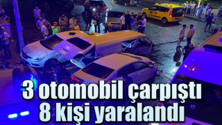 3 otomobil çarpıştı 8 kişi yaralandı