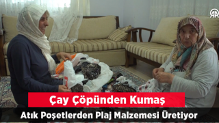 Çay çöpünden kumaş, atık poşetlerden plaj malzemesi üretiyor