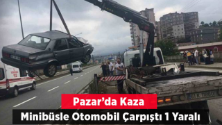 Rize’de Otomobil İle Minibüs Çarpıştı: 1 Yaralı