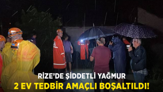 Rize'de şiddetli yağış nedeniyle 2 ev tedbir amacıyla boşaltıldı