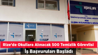 Rize'de TYP'den Okullara Alınacak 500 Temizlik Görevlisi İş Başvuruları Başladı