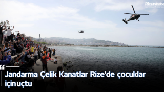 Jandarma Çelik Kanatlar Rize'de çocuklar için uçtu
