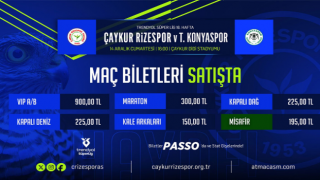 Çaykur Rizespor'un Konyaspor maçı biletleri satışa sunuldu