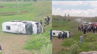 Kayseri'de öğrencileri taşıyan minibüs devrildi; 16 yaralı
